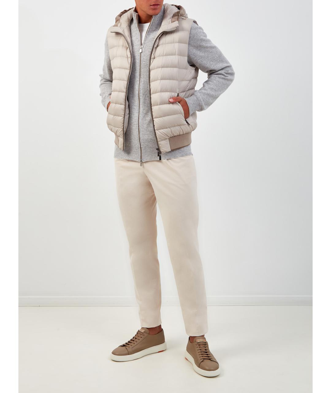 BRUNELLO CUCINELLI Бежевые хлопковые повседневные брюки, фото 2