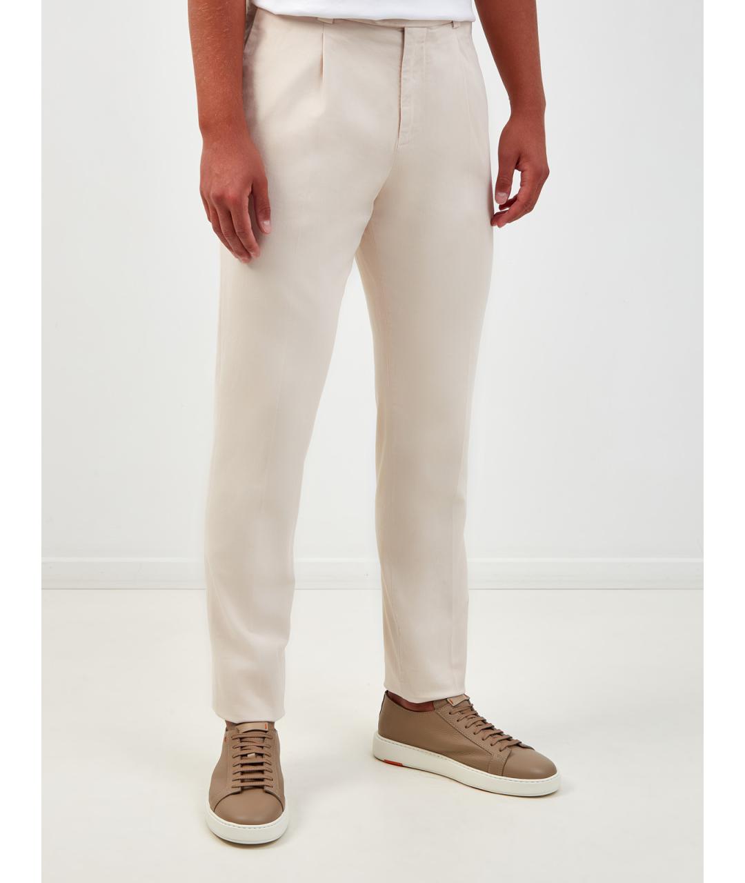 BRUNELLO CUCINELLI Бежевые хлопковые повседневные брюки, фото 3