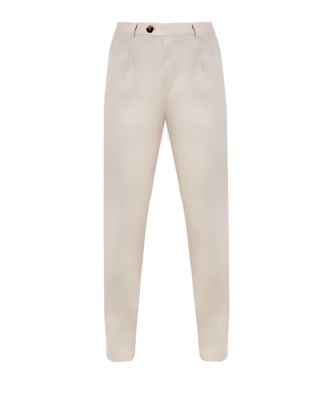 BRUNELLO CUCINELLI Бежевые хлопковые повседневные брюки, фото 1