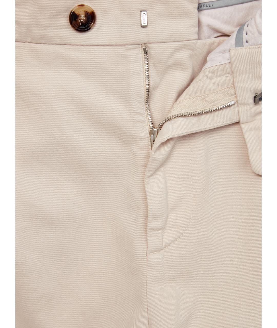 BRUNELLO CUCINELLI Бежевые хлопковые повседневные брюки, фото 6