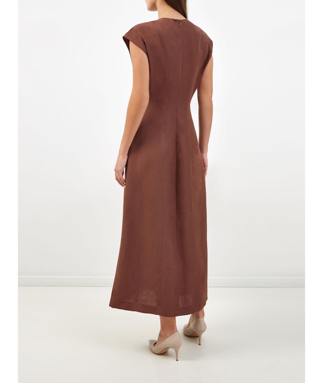 FABIANA FILIPPI Коричневое вискозное коктейльное платье, фото 4