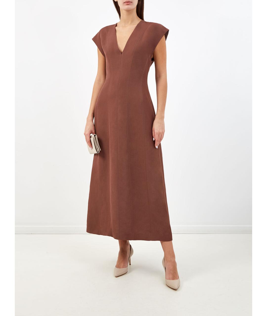 FABIANA FILIPPI Коричневое вискозное коктейльное платье, фото 2
