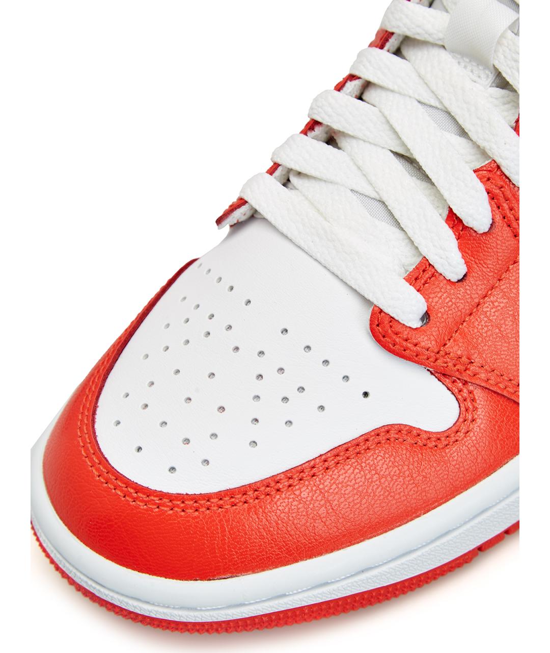 JORDAN Оранжевое кожаные высокие кроссовки / кеды, фото 5