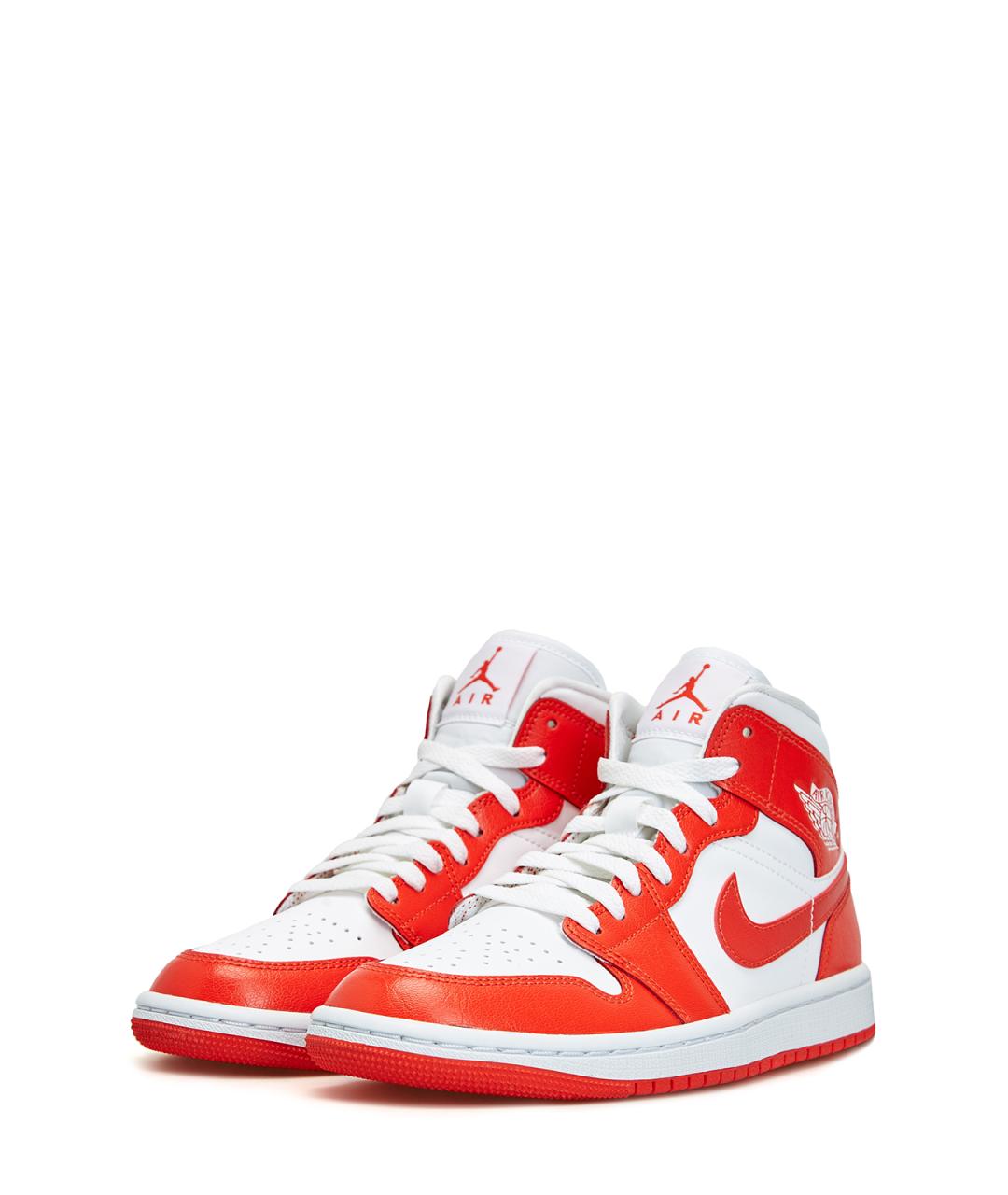 JORDAN Оранжевое кожаные высокие кроссовки / кеды, фото 2