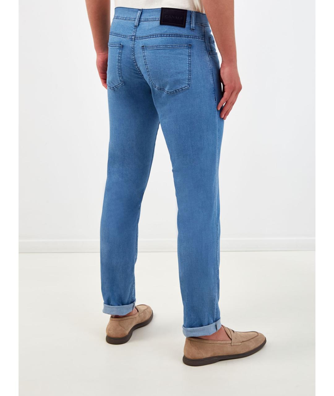CANALI Синие хлопковые джинсы скинни, фото 4