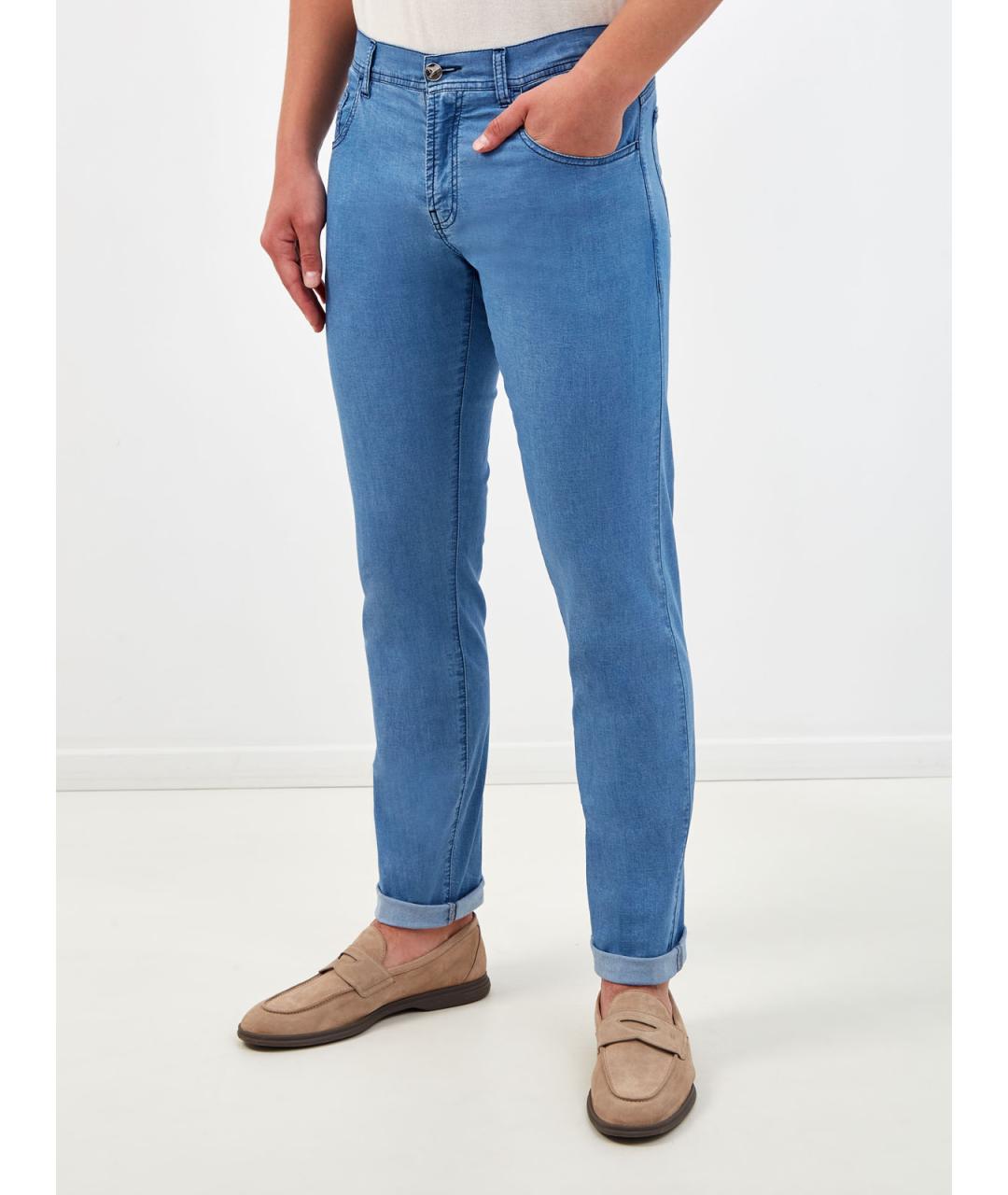 CANALI Синие хлопковые джинсы скинни, фото 3