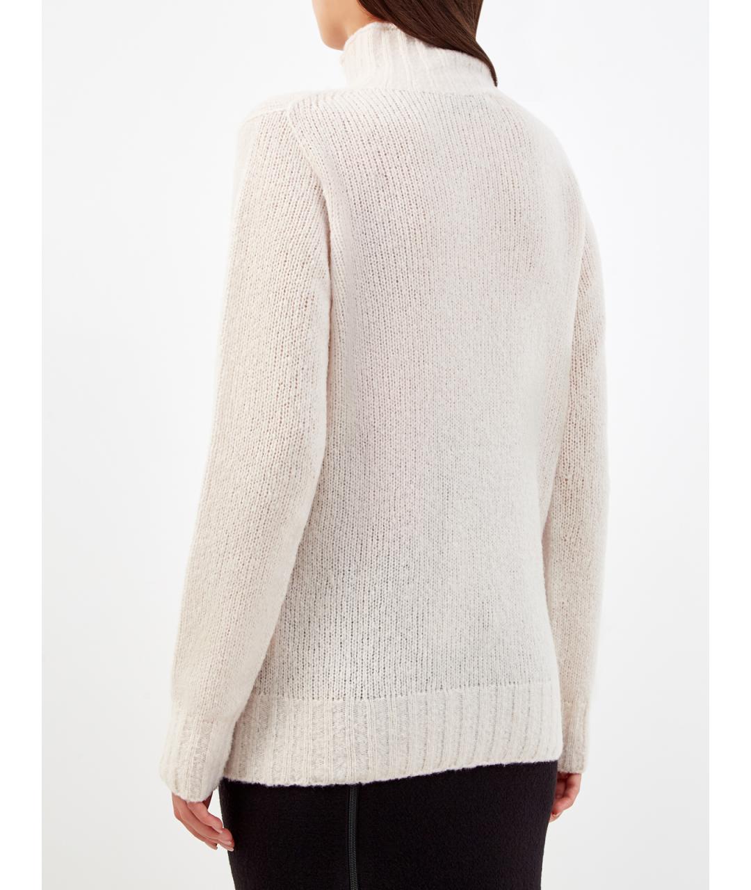 GENTRY PORTOFINO Белая шерстяная водолазка, фото 4