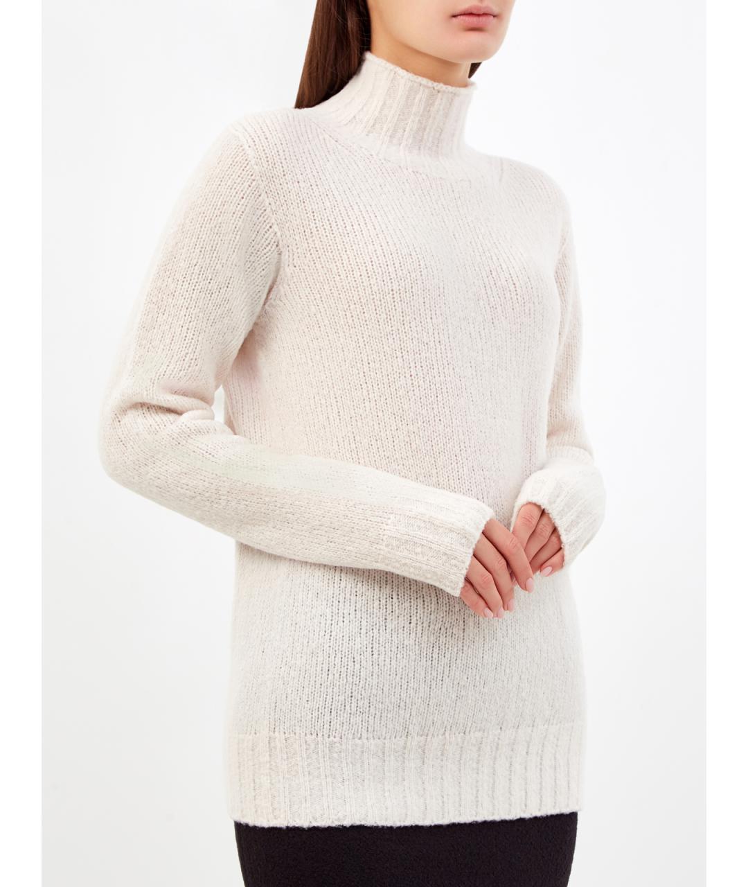 GENTRY PORTOFINO Белая шерстяная водолазка, фото 3