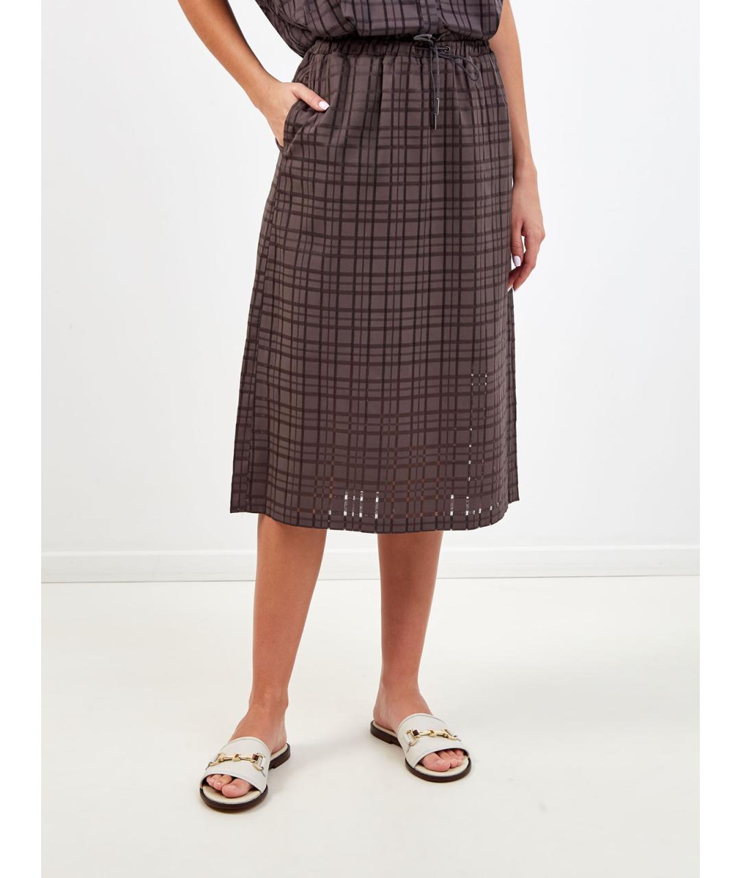 FABIANA FILIPPI Коричневая хлопковая юбка миди, фото 3