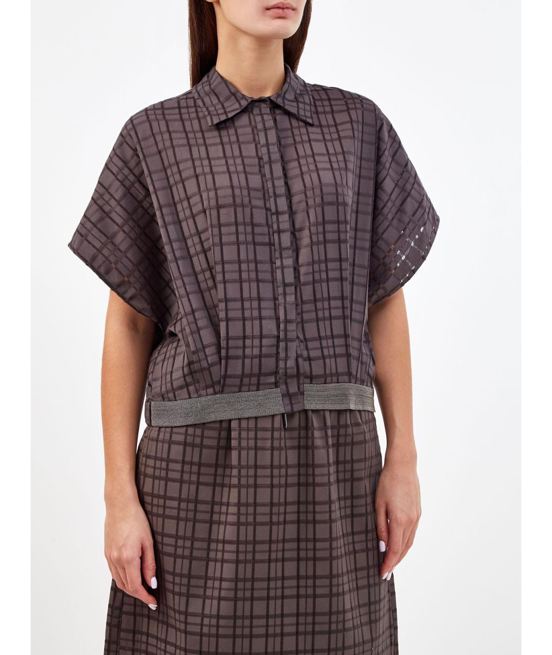 FABIANA FILIPPI Коричневая хлопковая рубашка, фото 3