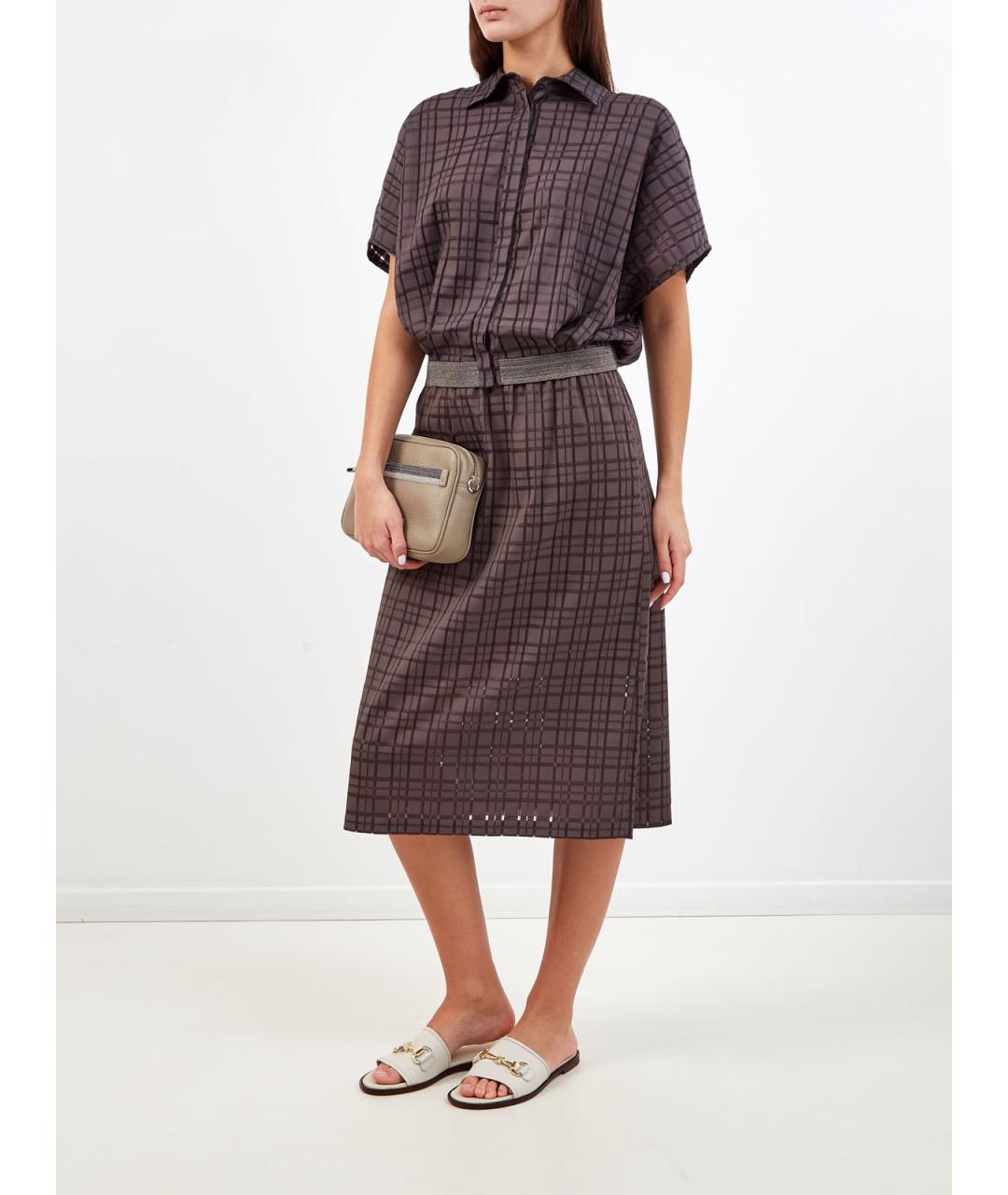 FABIANA FILIPPI Коричневая хлопковая рубашка, фото 2