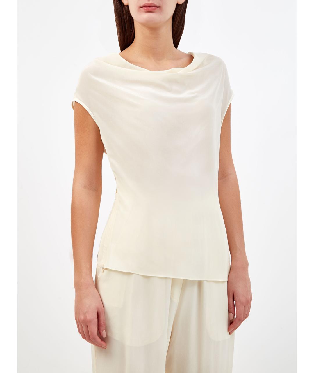 GENTRY PORTOFINO Белая шелковая футболка, фото 3