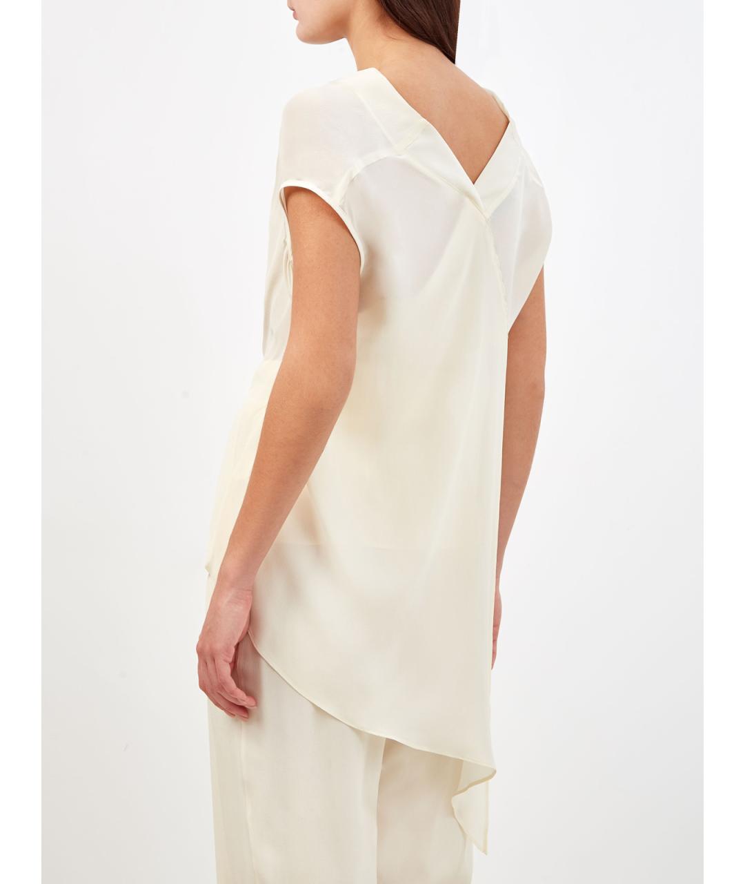 GENTRY PORTOFINO Белая шелковая футболка, фото 4