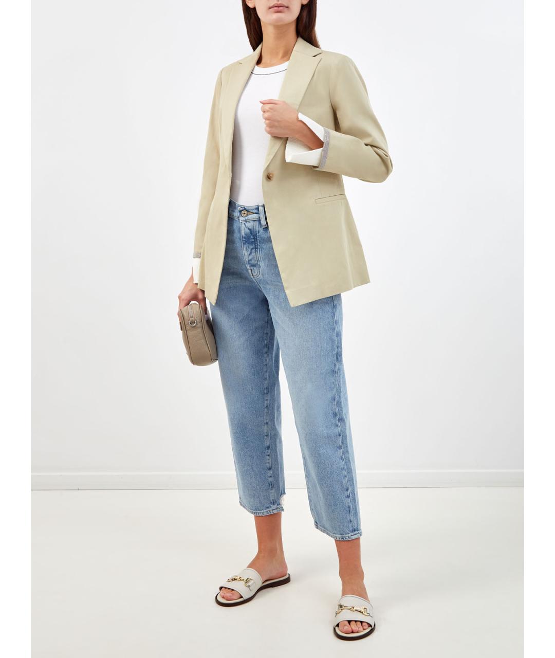 FABIANA FILIPPI Бежевый хлопковый жакет/пиджак, фото 2