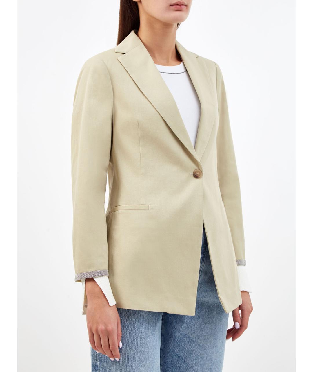 FABIANA FILIPPI Бежевый хлопковый жакет/пиджак, фото 3