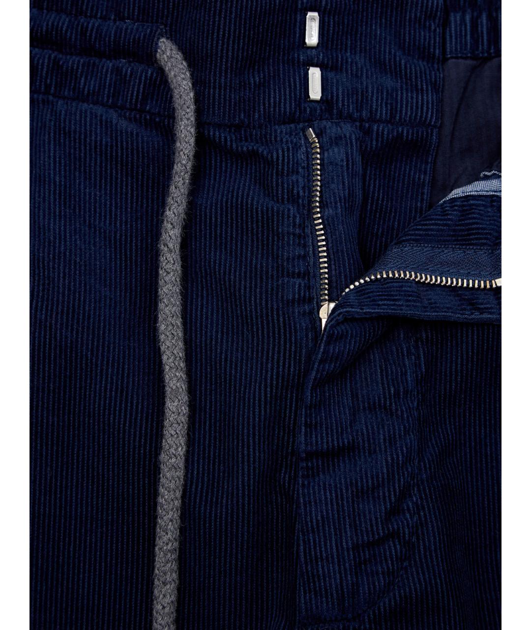 BRUNELLO CUCINELLI Синие хлопковые повседневные брюки, фото 6