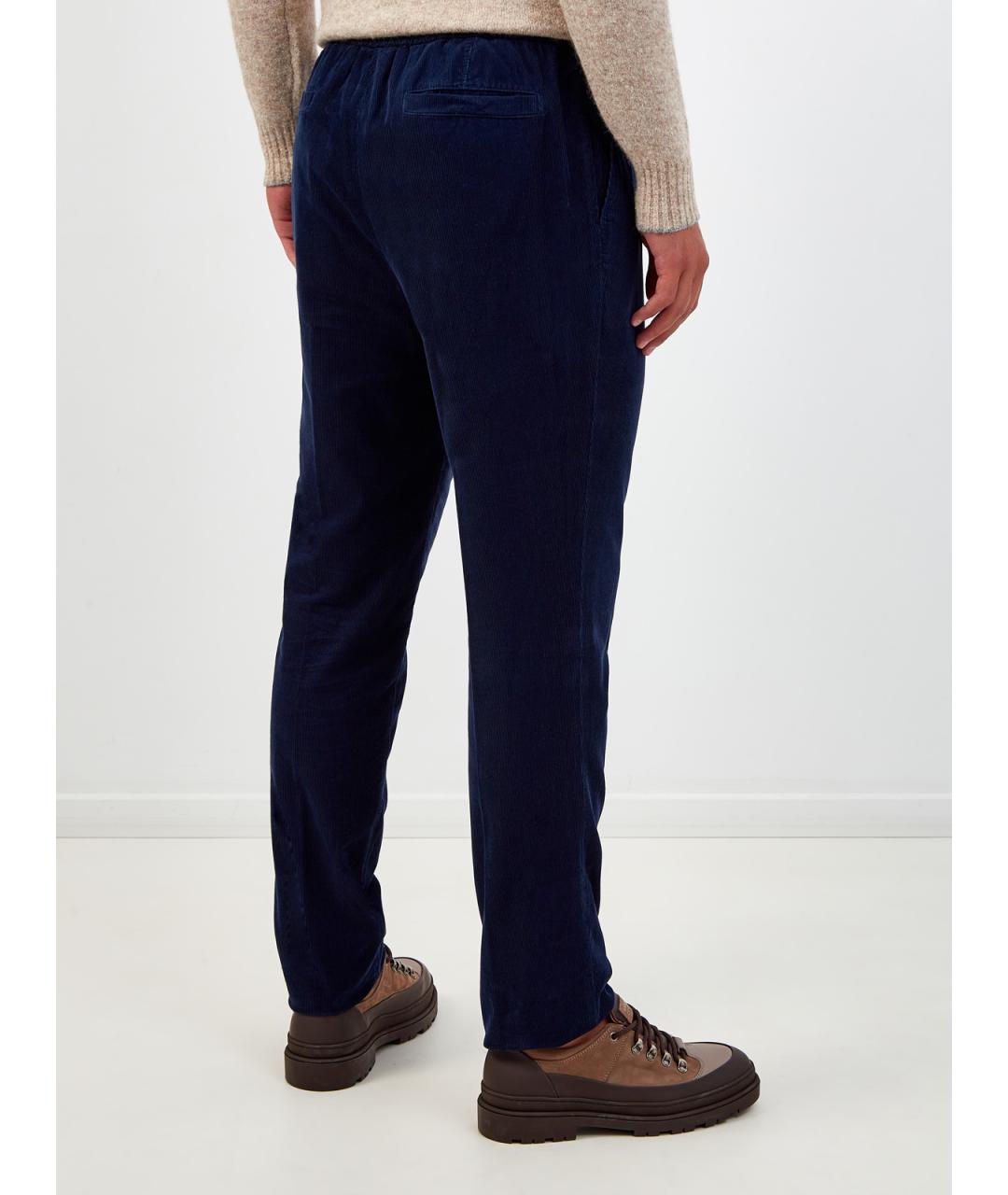 BRUNELLO CUCINELLI Синие хлопковые повседневные брюки, фото 4