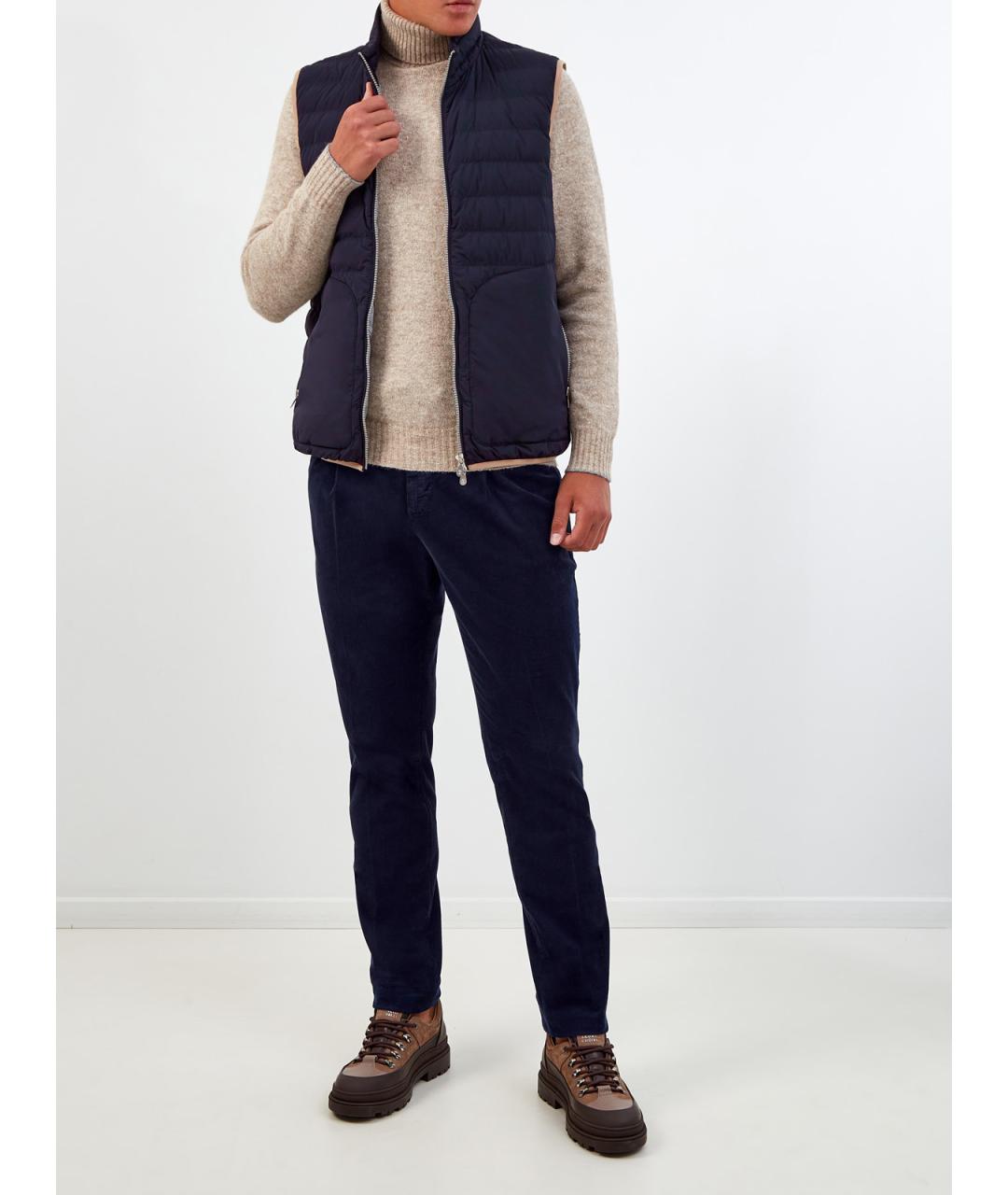 BRUNELLO CUCINELLI Синие хлопковые повседневные брюки, фото 2