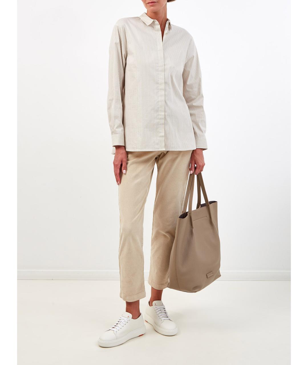 PESERICO Бежевая хлопковая рубашка, фото 2