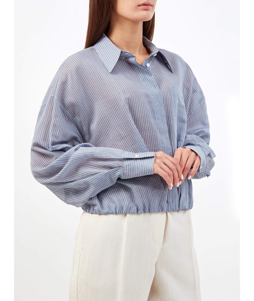 BRUNELLO CUCINELLI Голубая хлопковая рубашка, фото 3