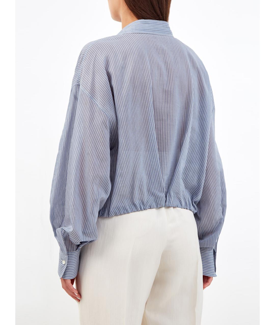 BRUNELLO CUCINELLI Голубая хлопковая рубашка, фото 4