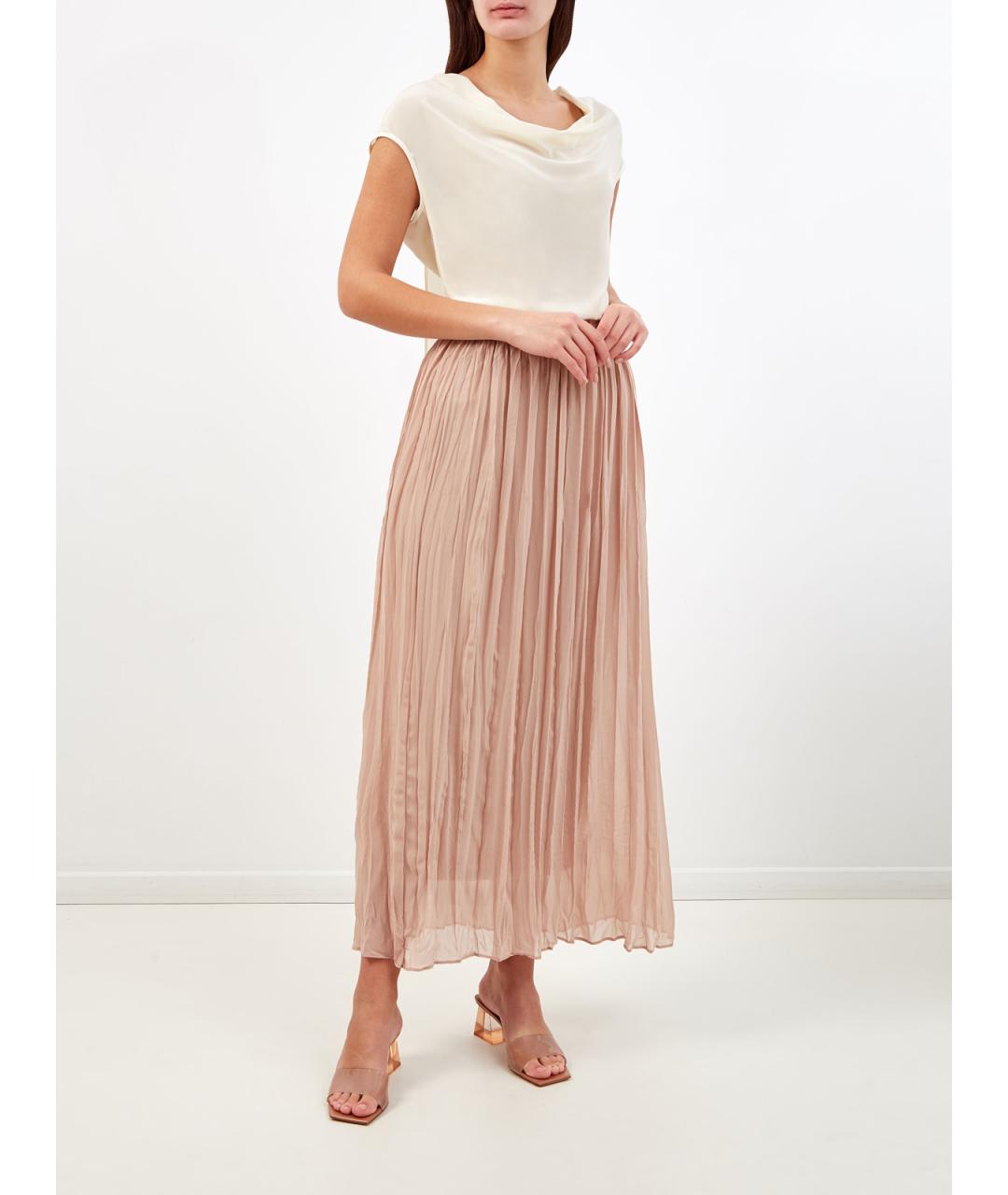 GENTRY PORTOFINO Бежевая шелковая юбка макси, фото 2