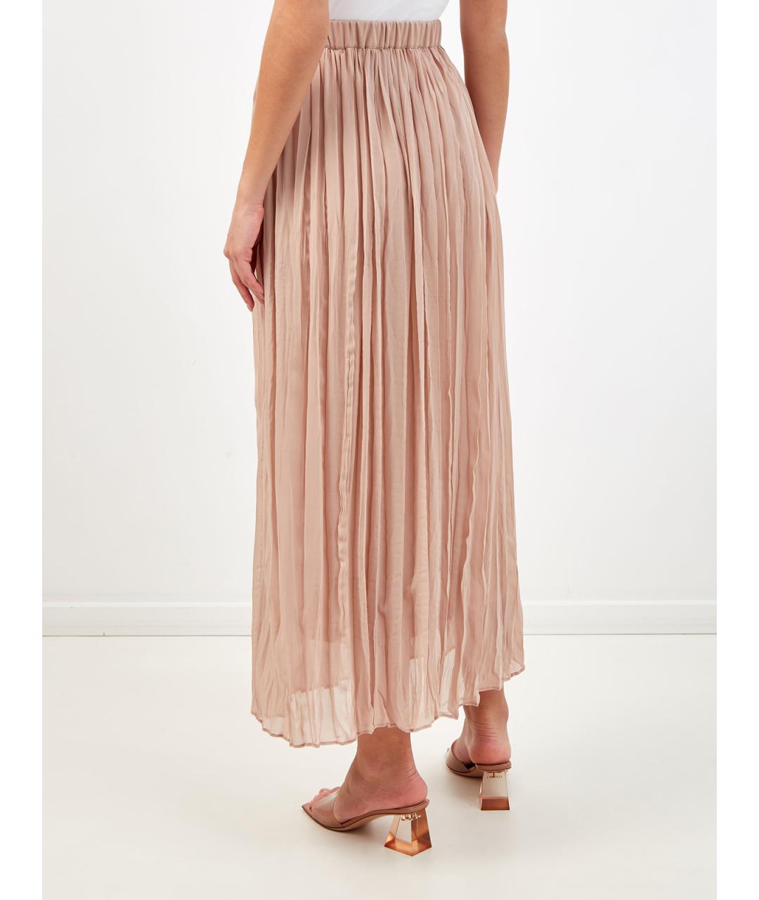 GENTRY PORTOFINO Бежевая шелковая юбка макси, фото 4
