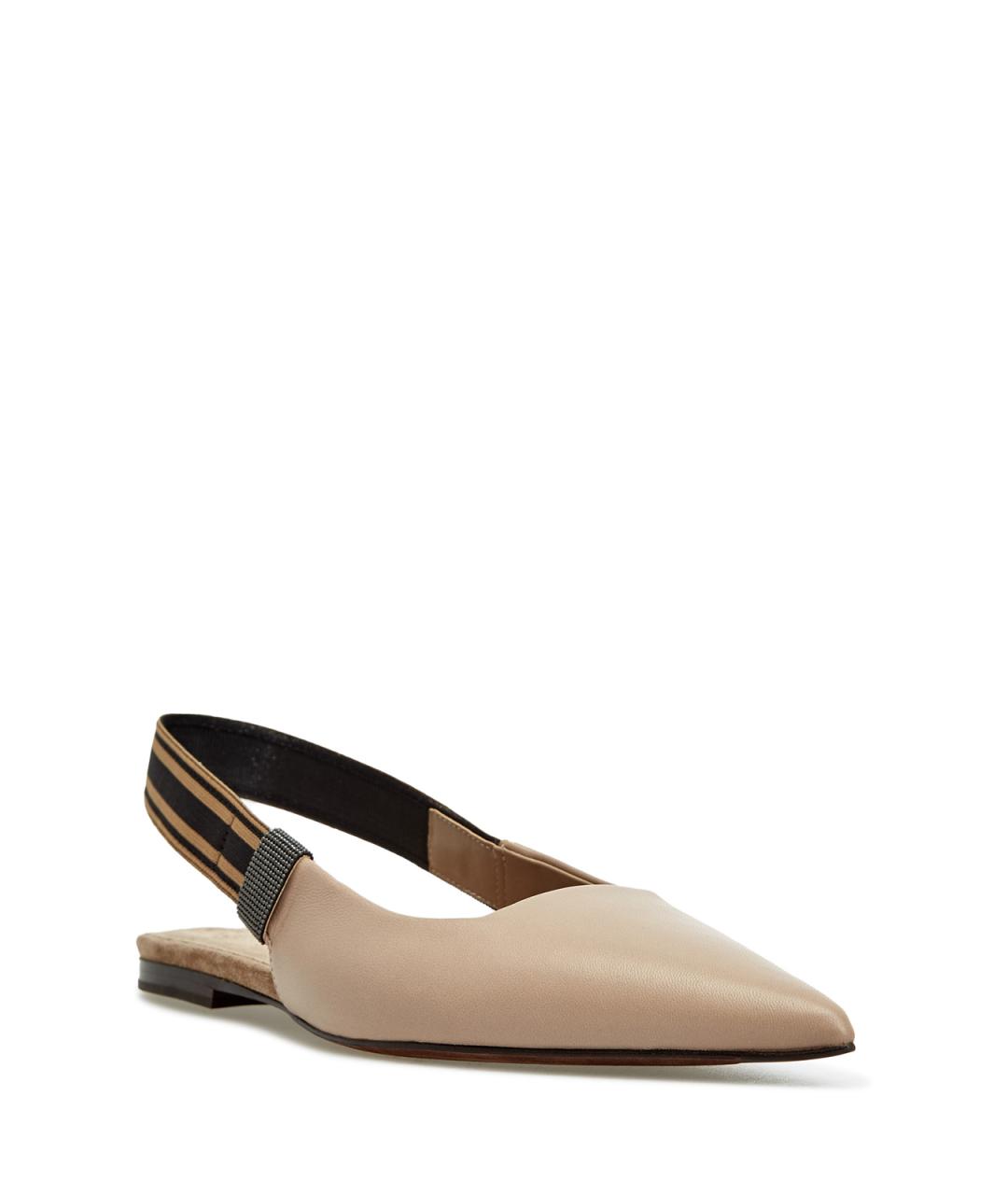 BRUNELLO CUCINELLI Бежевые кожаные балетки, фото 3