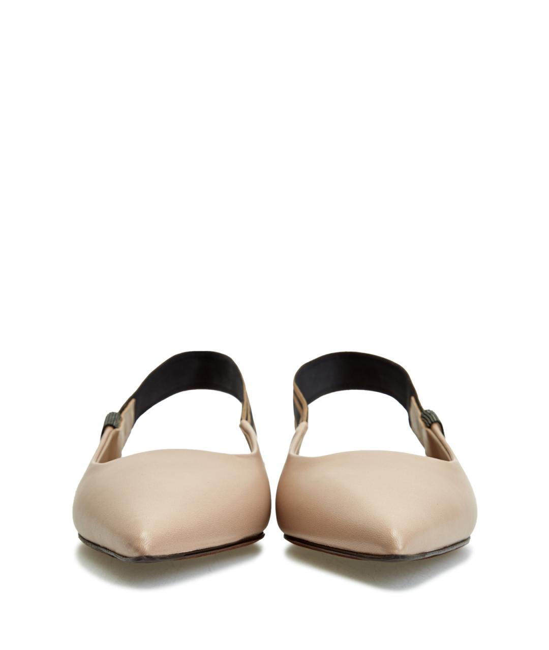 BRUNELLO CUCINELLI Бежевые кожаные балетки, фото 6