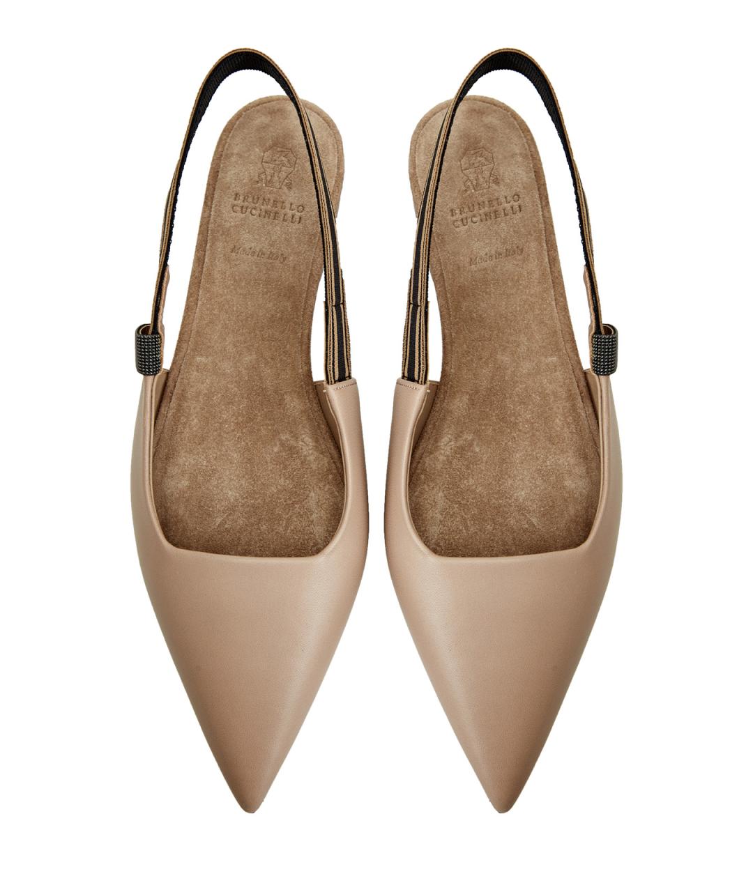 BRUNELLO CUCINELLI Бежевые кожаные балетки, фото 5
