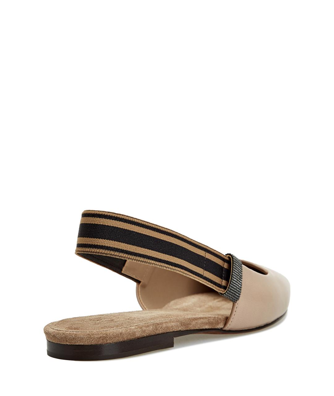 BRUNELLO CUCINELLI Бежевые кожаные балетки, фото 4