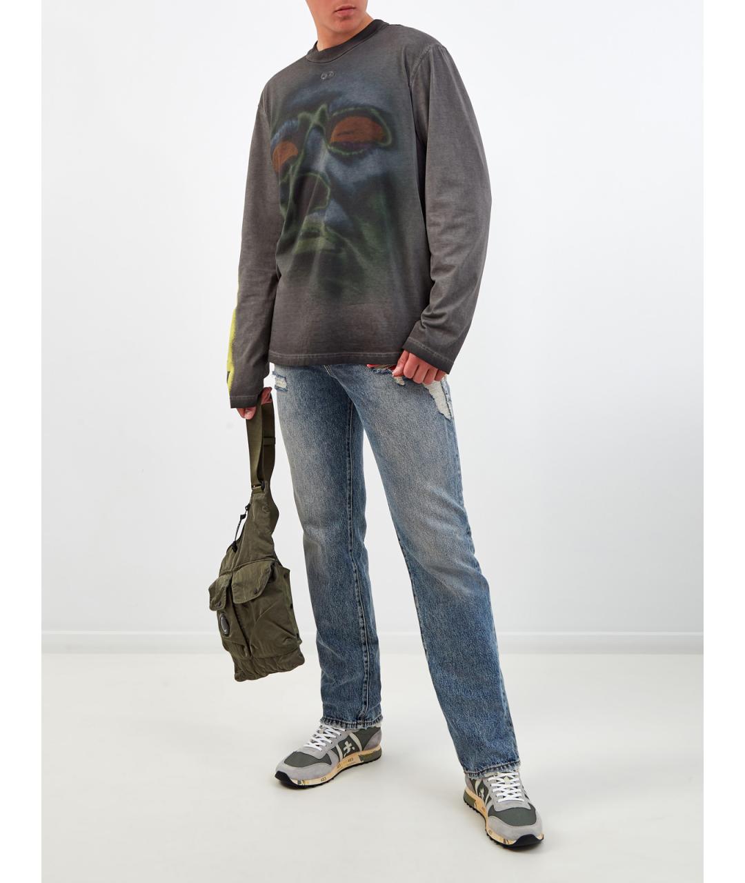 DIESEL Синие хлопковые прямые джинсы, фото 2