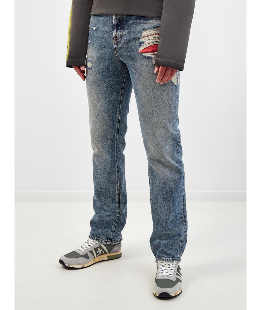 DIESEL Синие хлопковые прямые джинсы, фото 3