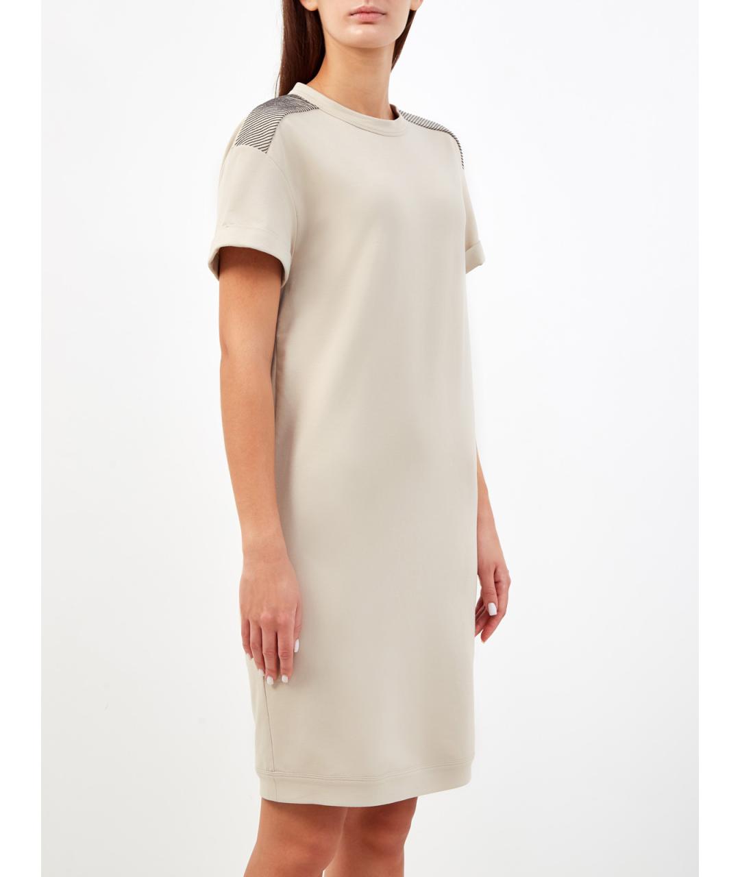 BRUNELLO CUCINELLI Бежевое хлопковое повседневное платье, фото 3