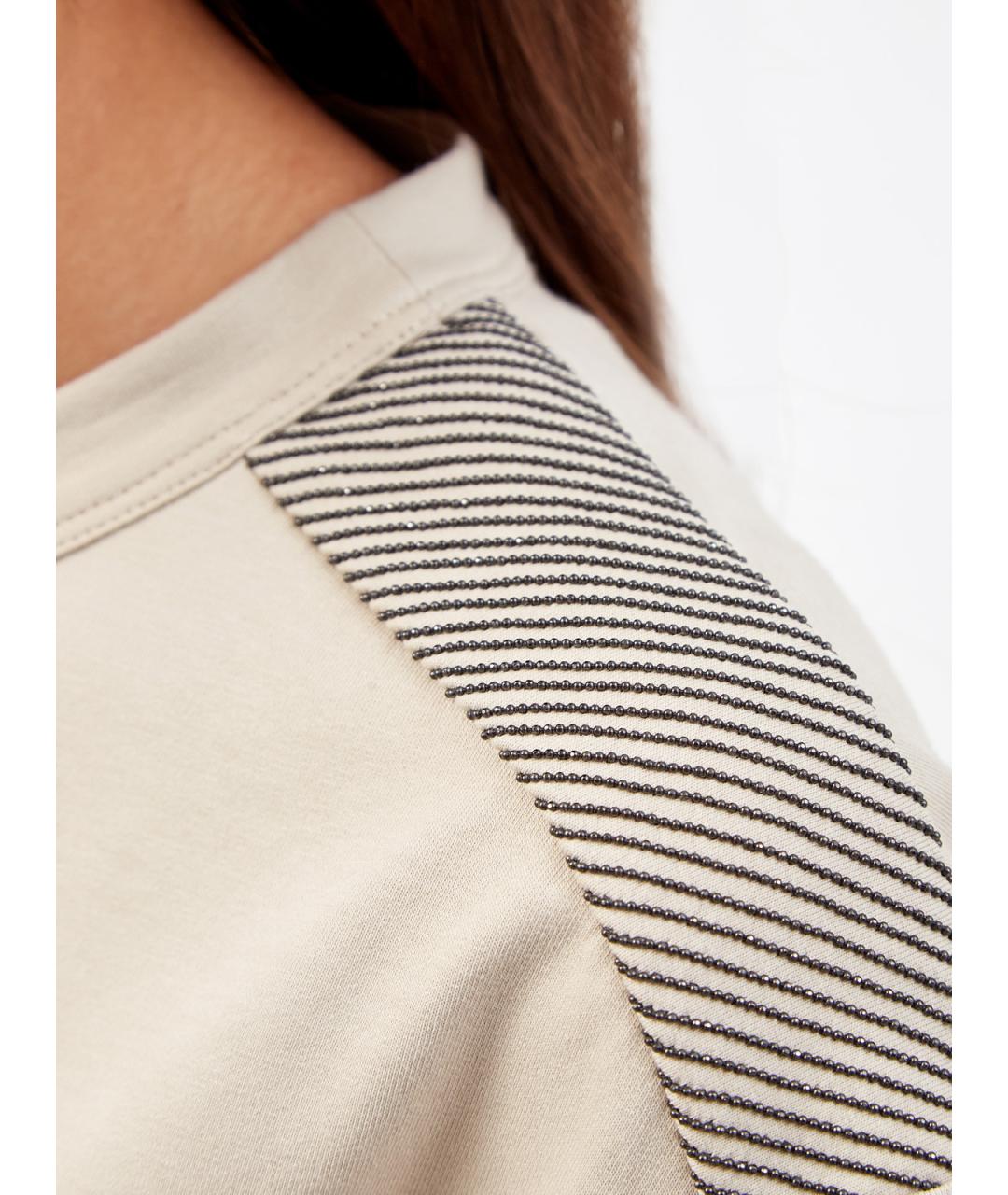 BRUNELLO CUCINELLI Бежевое хлопковое повседневное платье, фото 5