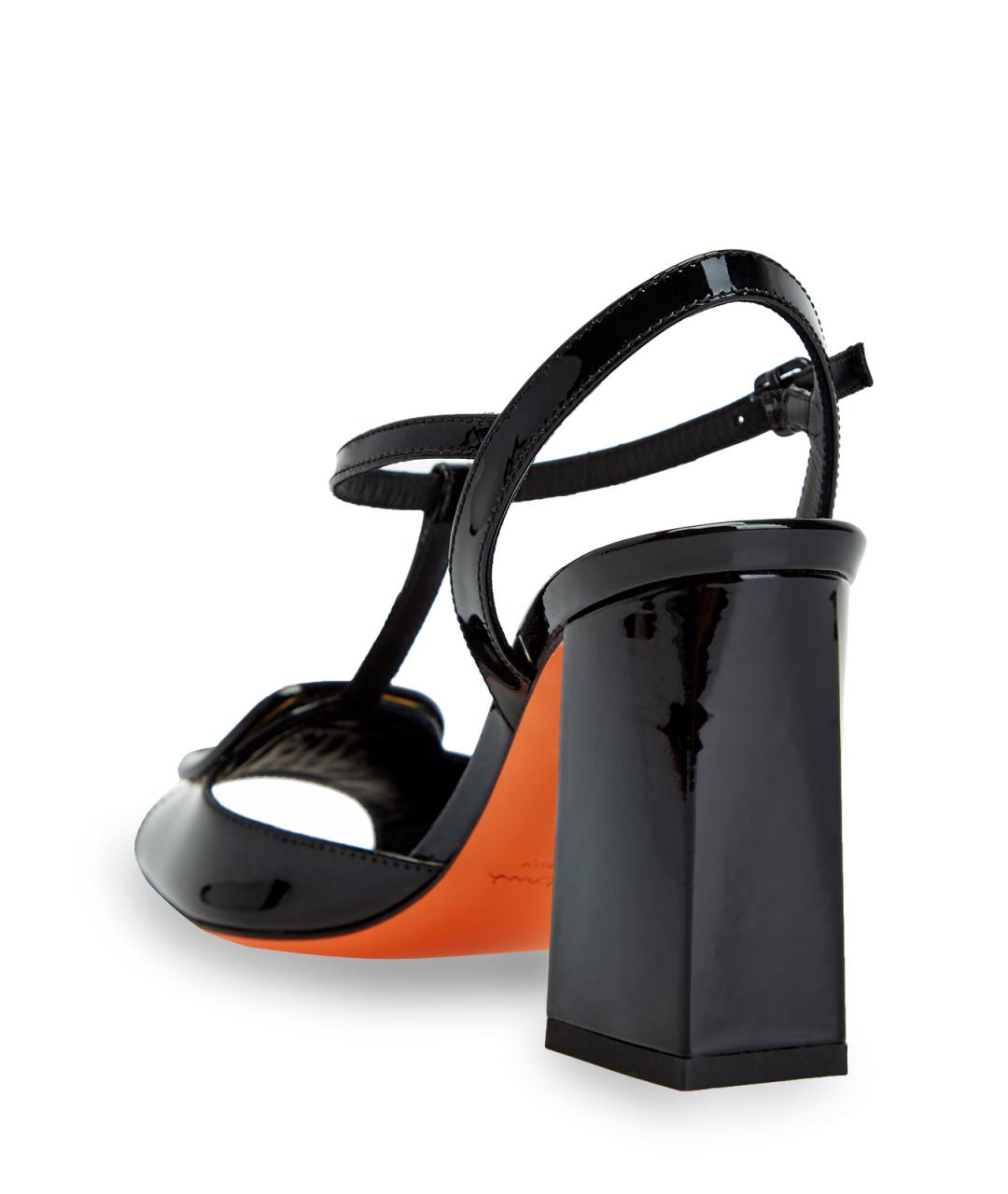 SANTONI Черные босоножки из лакированной кожи, фото 3
