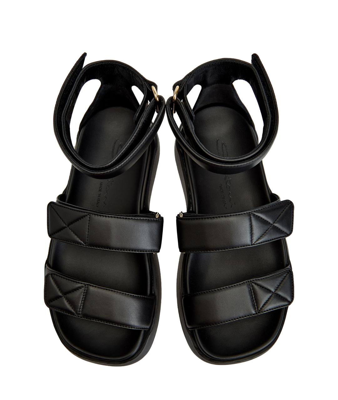 SANTONI Черные кожаные сандалии, фото 5