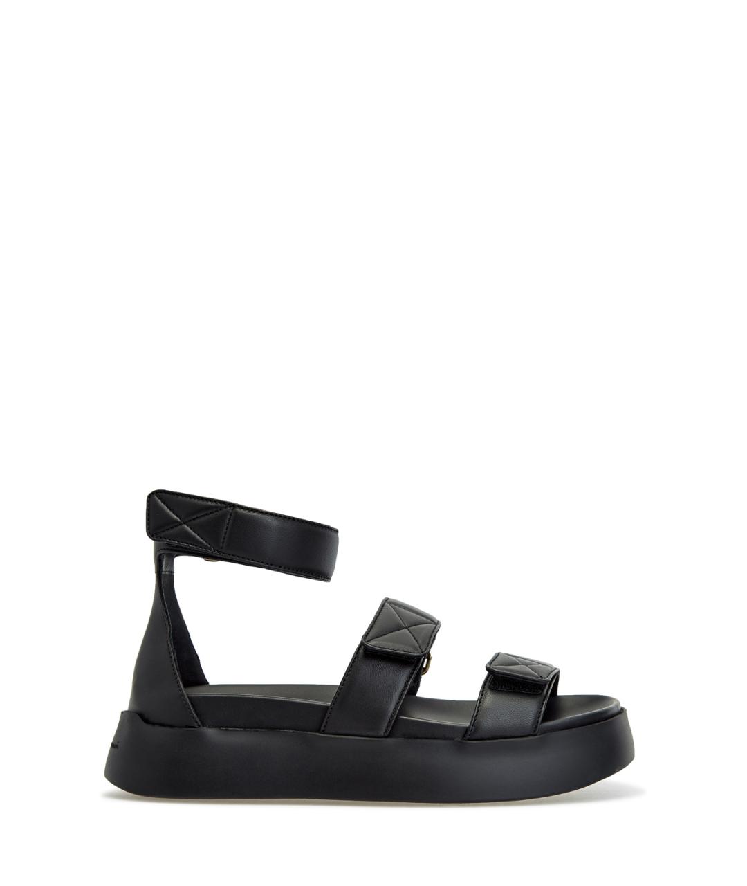 SANTONI Черные кожаные сандалии, фото 1