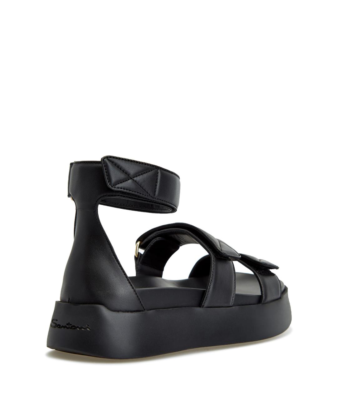 SANTONI Черные кожаные сандалии, фото 4