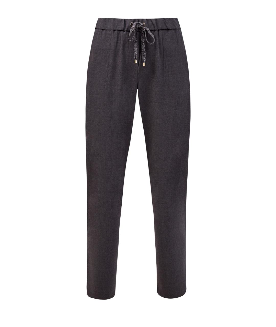 LORENA ANTONIAZZI Антрацитовые шерстяные прямые брюки, фото 1