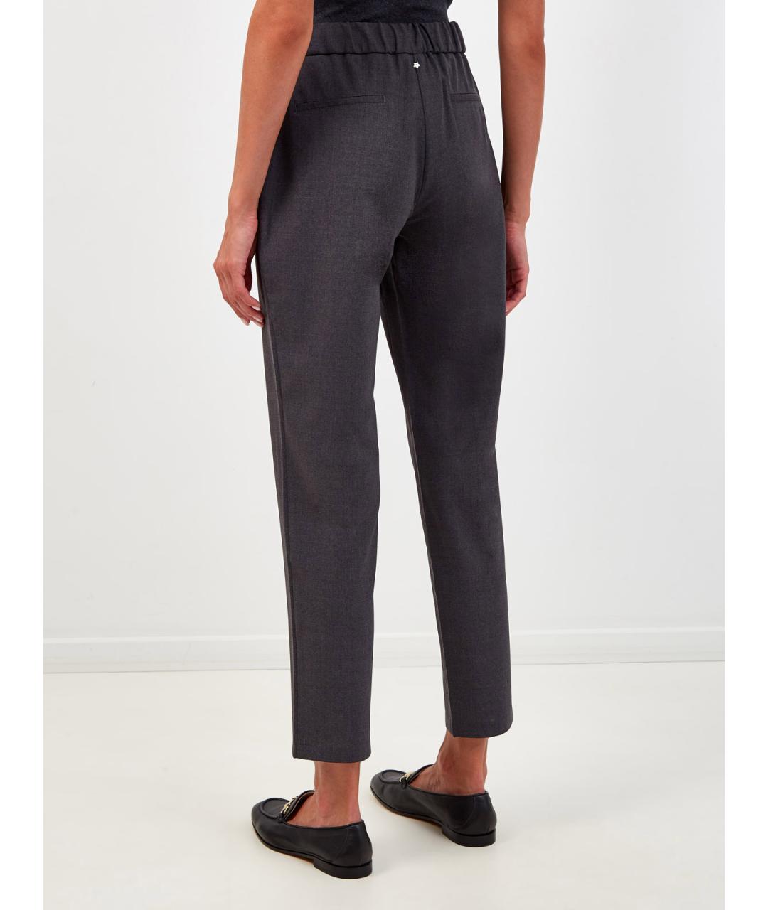 LORENA ANTONIAZZI Антрацитовые шерстяные прямые брюки, фото 4