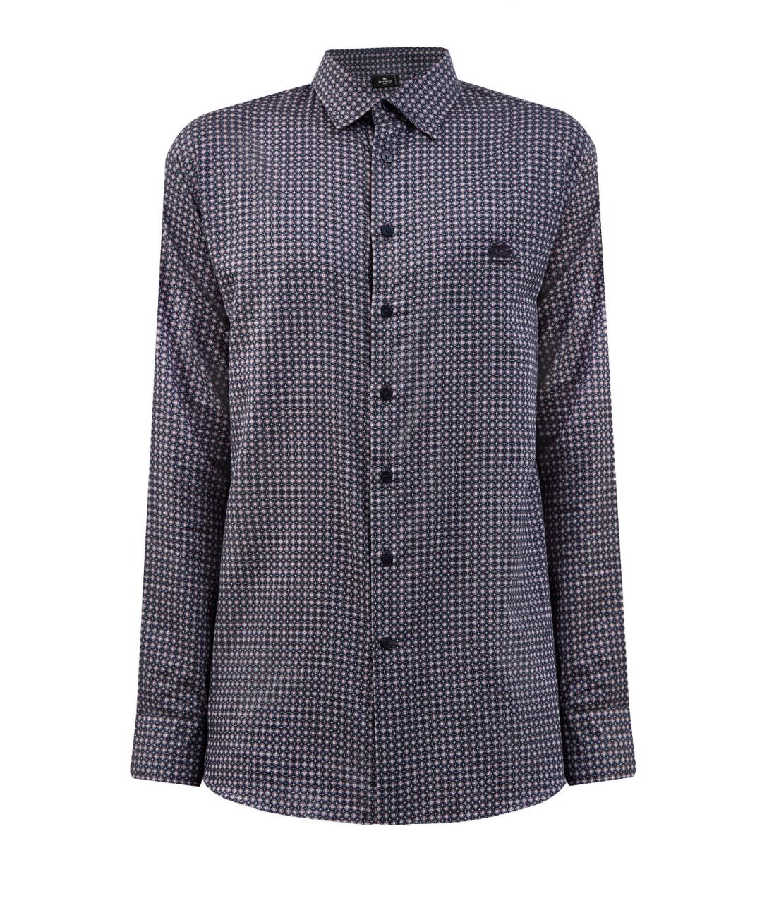 ETRO Темно-синяя хлопковая классическая рубашка, фото 1