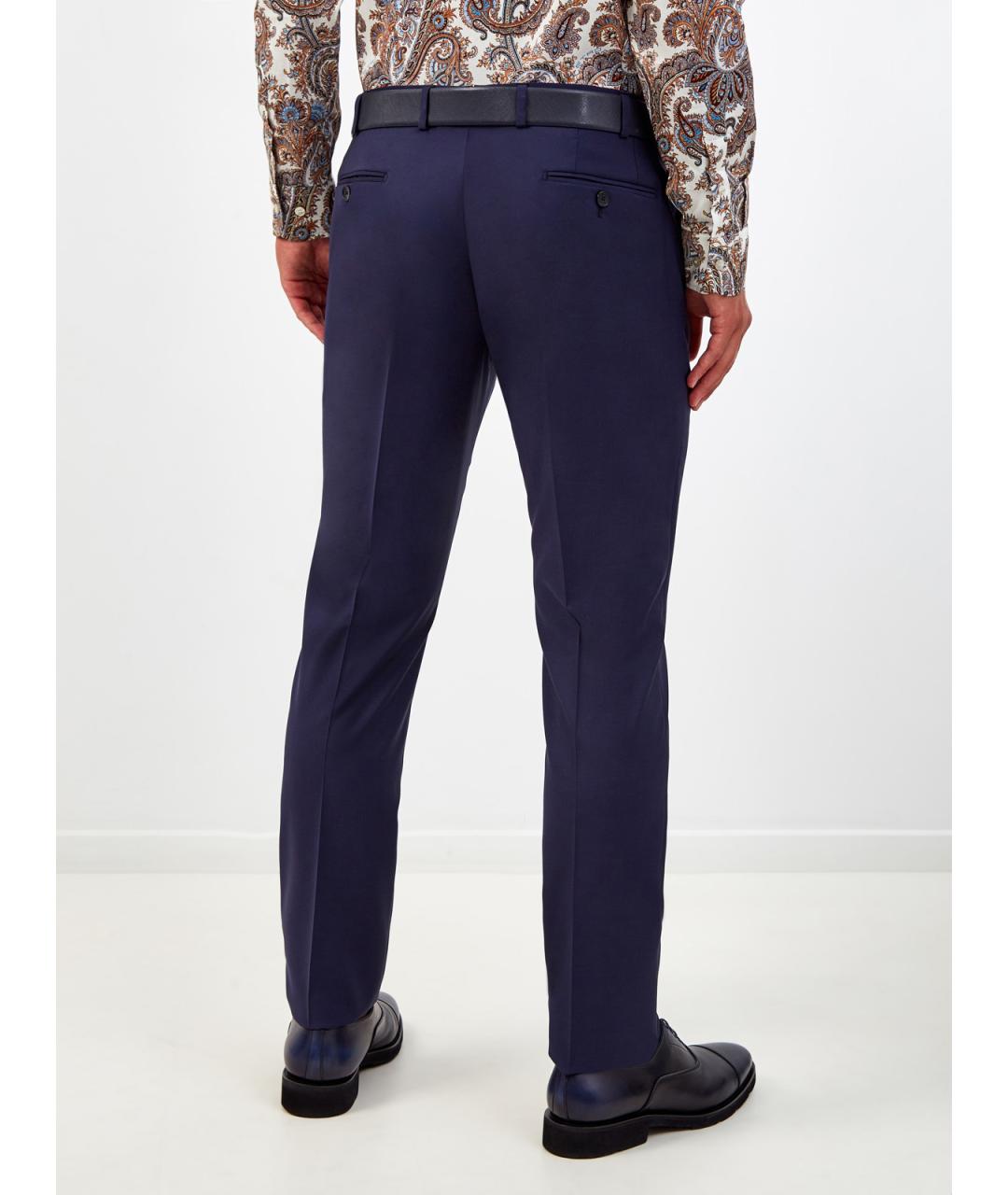 ETRO Синие шерстяные классические брюки, фото 4