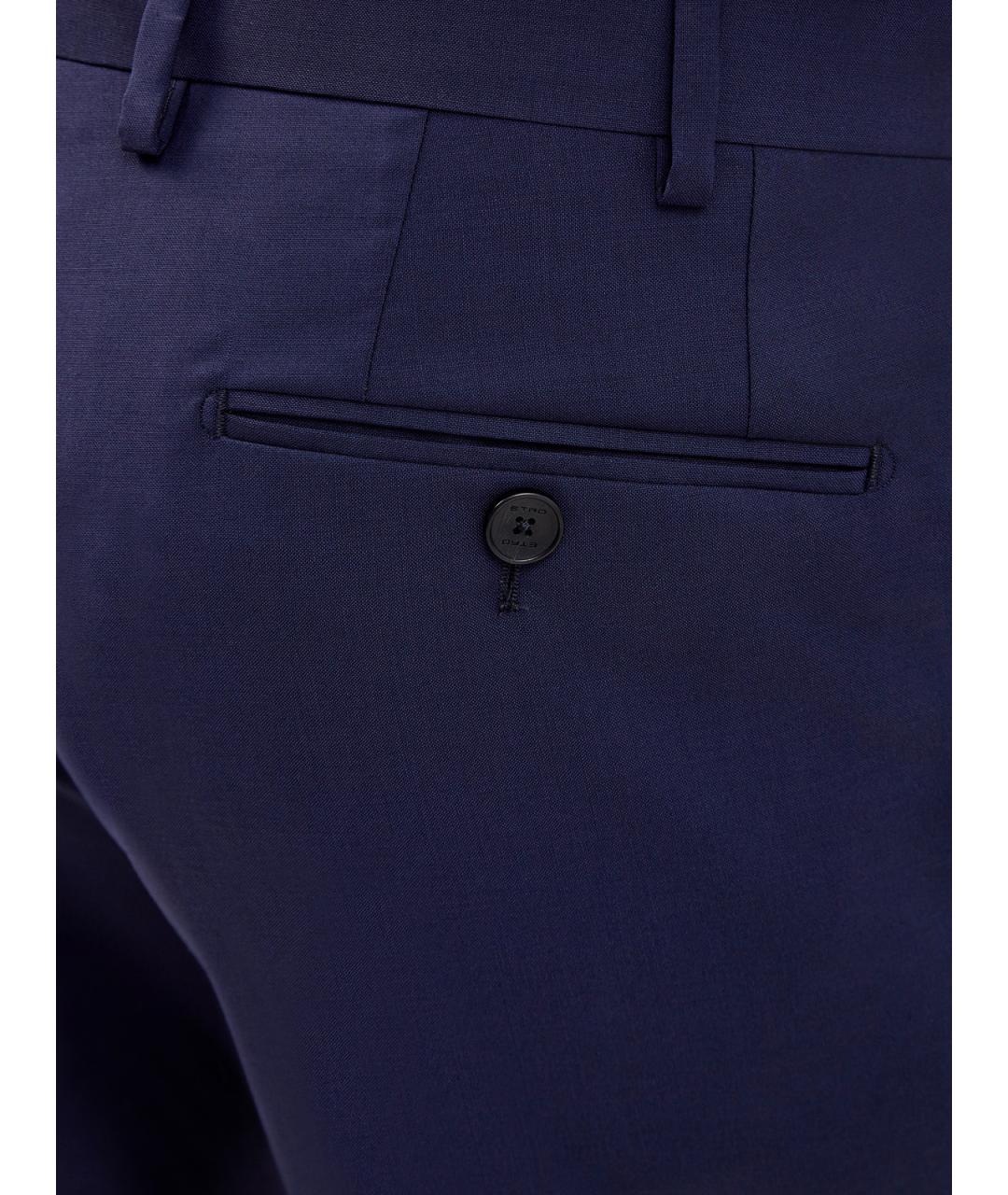 ETRO Синие шерстяные классические брюки, фото 5