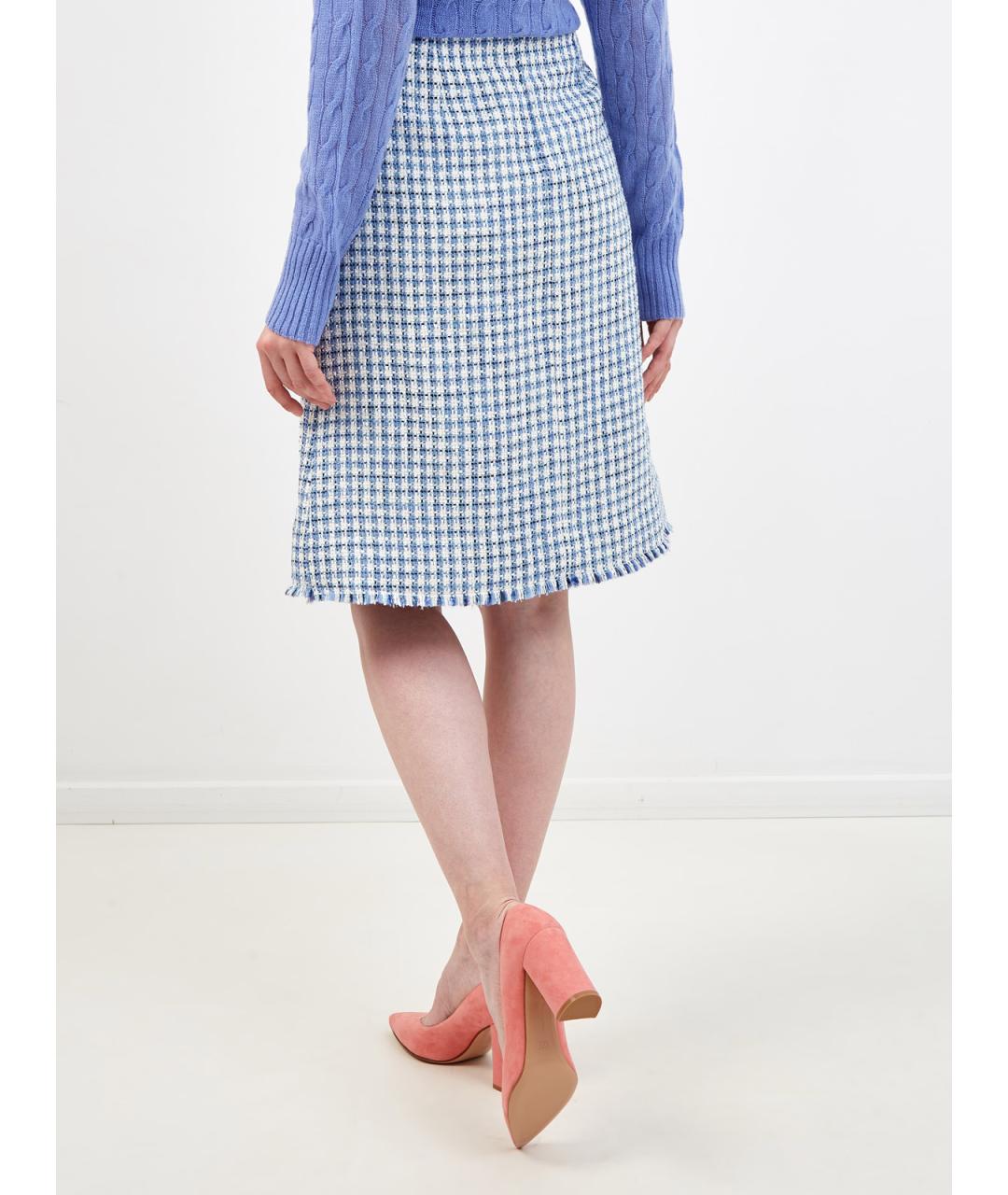 ETRO Голубая шерстяная юбка миди, фото 4