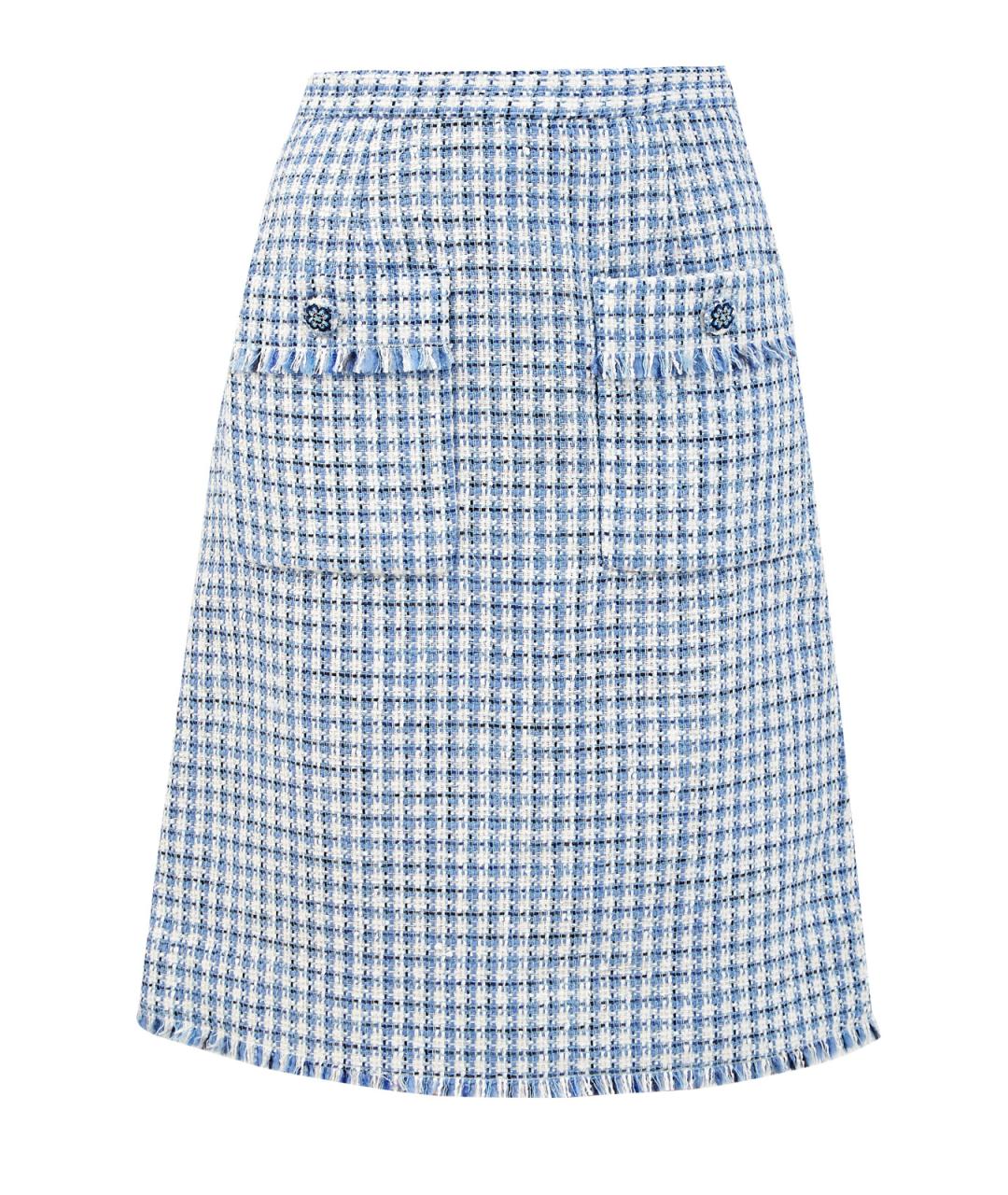 ETRO Голубая шерстяная юбка миди, фото 1