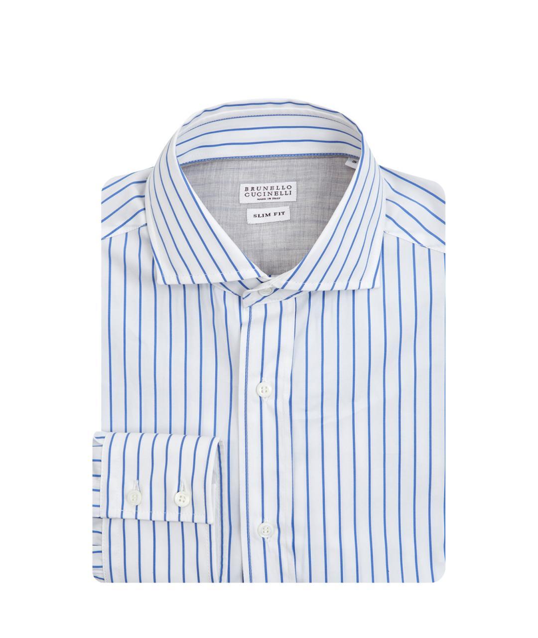 BRUNELLO CUCINELLI Голубая хлопковая кэжуал рубашка, фото 3