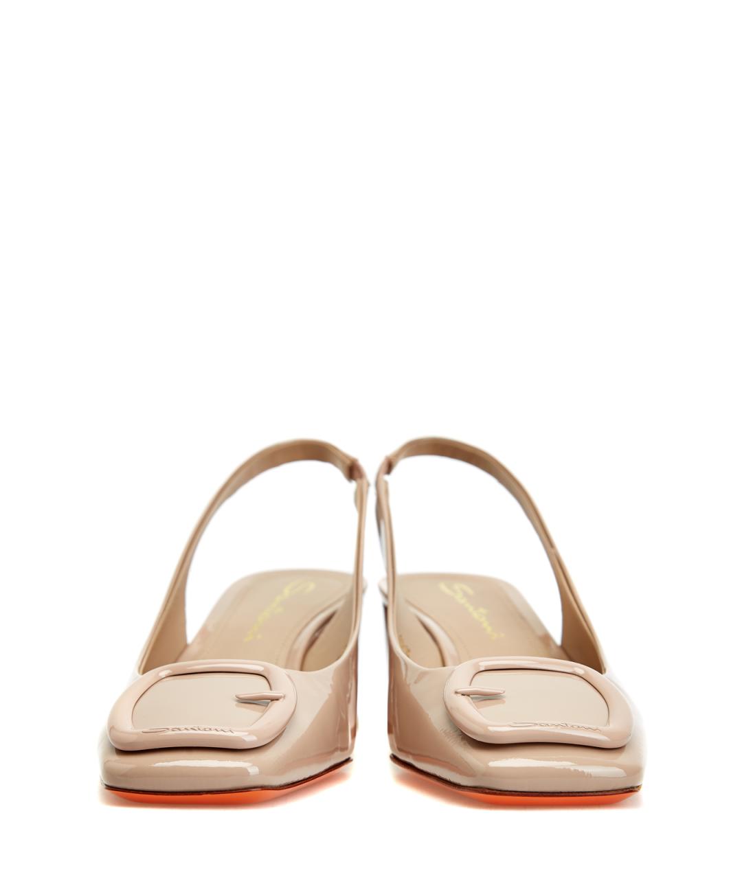 SANTONI Бежевые туфли из лакированной кожи, фото 5