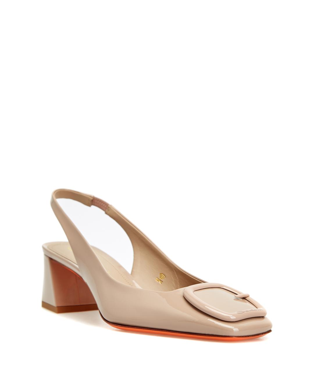 SANTONI Бежевые туфли из лакированной кожи, фото 2