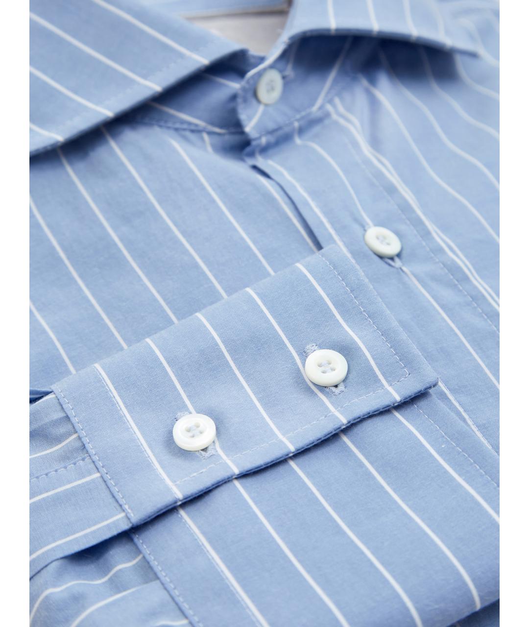 BRUNELLO CUCINELLI Голубая хлопковая кэжуал рубашка, фото 2